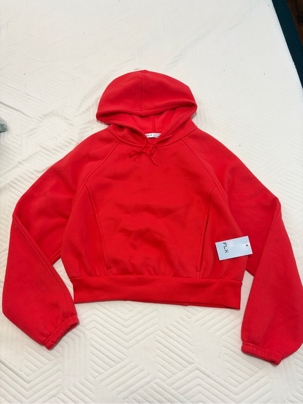 NWT FLX Red Hooded Cropped Sweatshirt